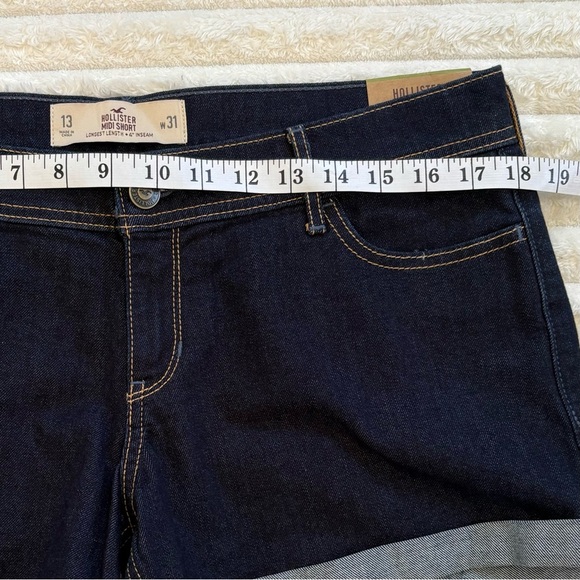 NWT HOLLISTER Midi Jean Shorts 4” Inseam Dark Wash 13 - Picture 8 of 10